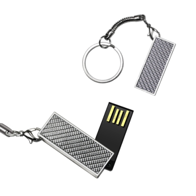 Swivel Metal Light USB Flash Drive, Metal Body with Carbon Fiber Faceplate